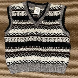 Vintage Y2K Baby Togs EUC Size 12 Mos Striped Pullover Vest Grey Brown Preppy